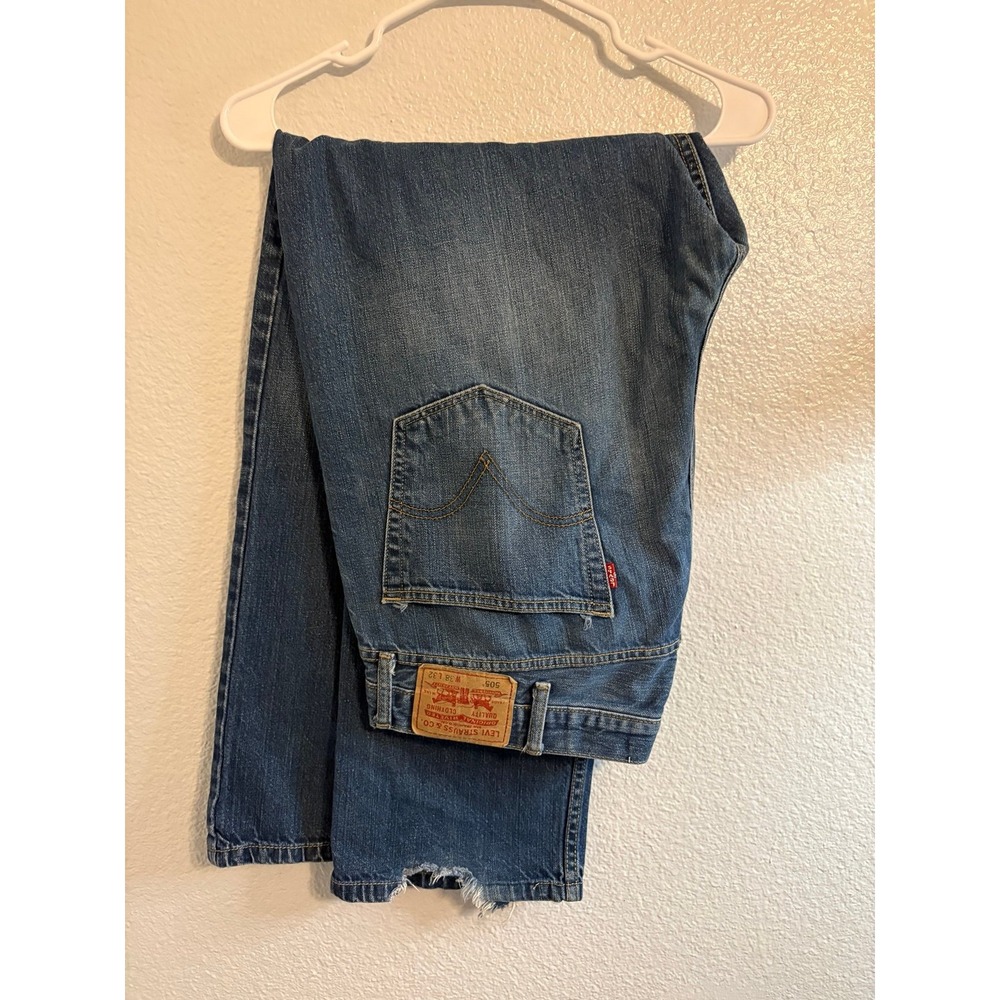 Levi's 505 Regular Fit Straight Leg Jeans Men's 38x32 Medium Wash Denim Blue Wea